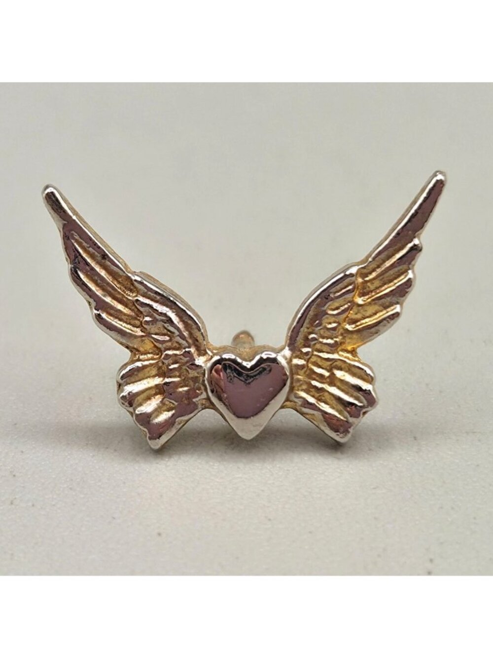 Winged Heart Lapel Pin Remembrance Gold Tone Finish Tie Tack Hat Pin